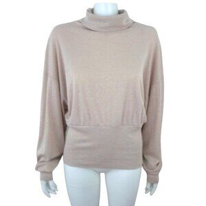 Free People Glam Pink Beige Metallic Turtleneck Top